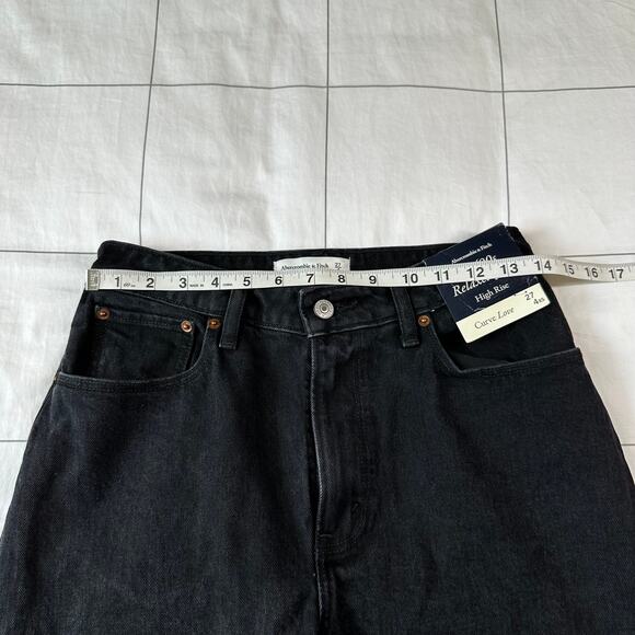 Abercrombie & Fitch Jeans Womens 27 Extra Short Black 90s Relaxed Curve Love New - Picture 7 of 11